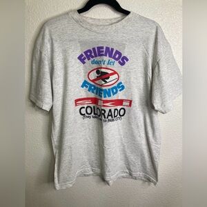 Vintage 90s Park City Utah Ski Skiing Graphic T Shirt Gray L Single Stitch